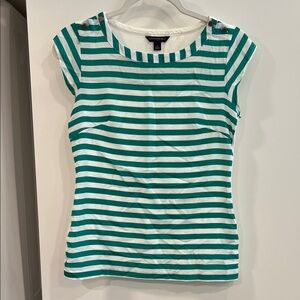 Banana Republic Green and White Striped Blouse